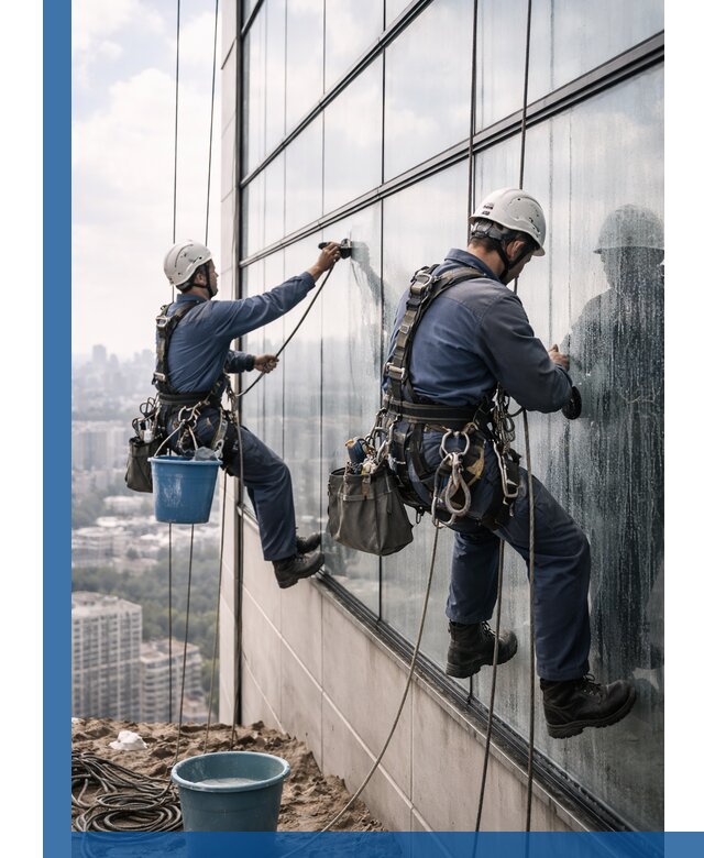 Профессиональная мойка фасадных окон альпинистами в Златоусте