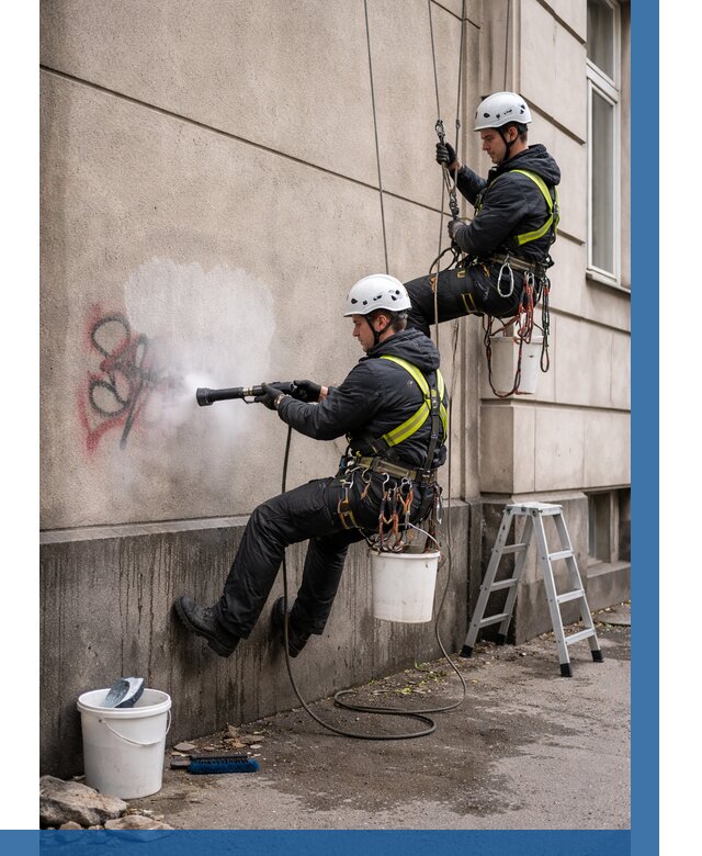 Удаление граффити с фасада в Златоусте от 4640 р. | ВЫСОТНИК-Злт