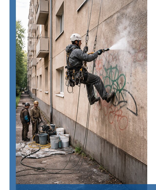 Удаление граффити с фасада в Златоусте без следов и повреждений