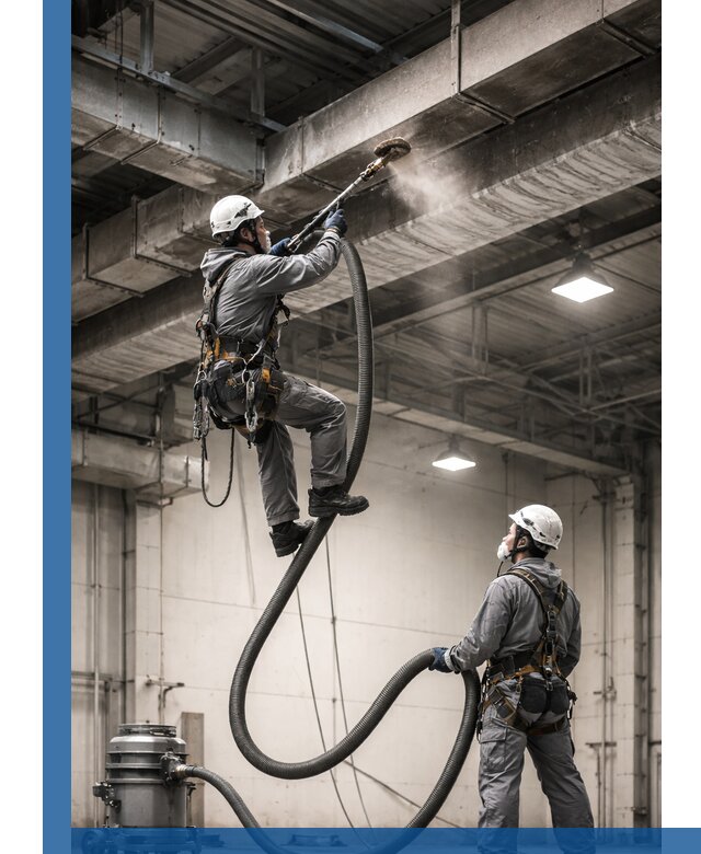 Обеспыливание потолочных конструкций в Златоусте промышленным альпинизмом