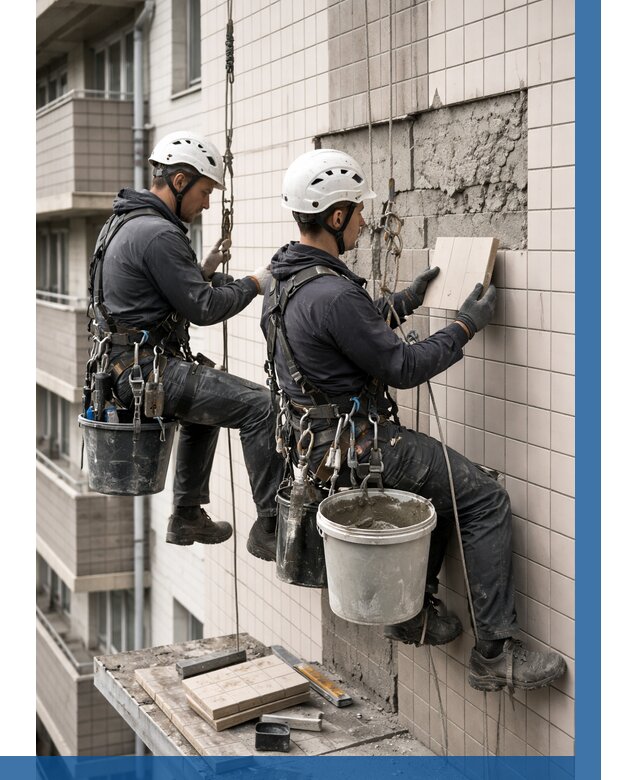 Ремонт облицовки фасада плиткой в Златоусте от 1856 р. | ВЫСОТНИК-Злт