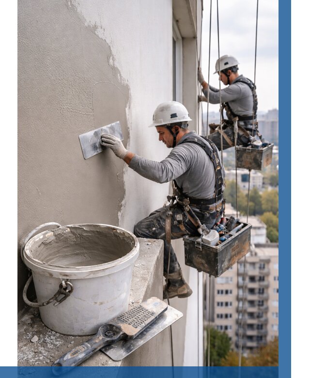 Шпаклевка фасада на высоте в Златоусте от 722 р. | ВЫСОТНИК-Злт