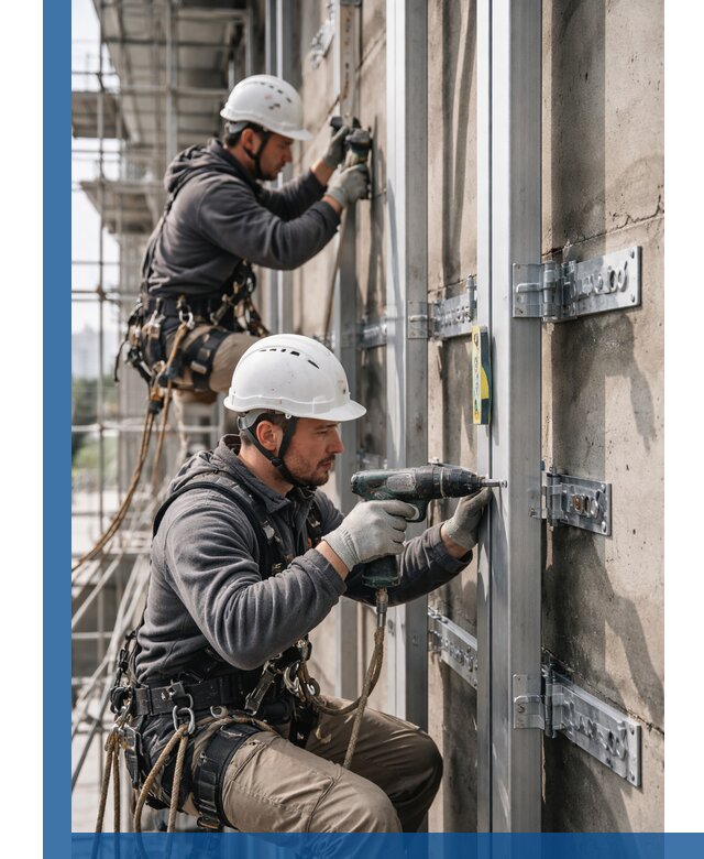 Монтаж и крепление подсистемы вентфасада в Златоусте