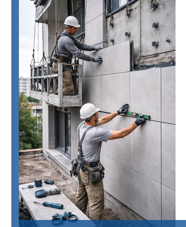 Монтаж керамогранита на фасад в Златоусте под ключ с гарантией качества