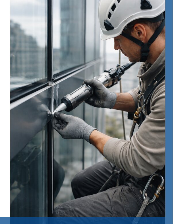 Герметизация стыков витража в Златоусте от 1237 р. | ВЫСОТНИК-Злт