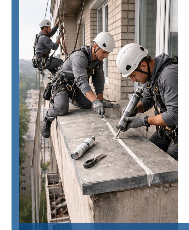 Герметизация балконного козырька в Златоусте профессионально