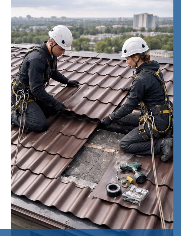 Ремонт металлочерепицы на крыше в Златоусте от 928 р. | ВЫСОТНИК-Злт