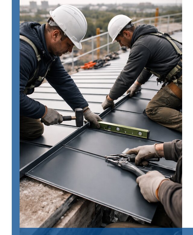 Монтаж фальцевой кровли в Златоусте для промышленных зданий