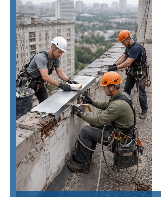 Ремонт парапета на кровле в Златоусте, высотные работы с гарантией