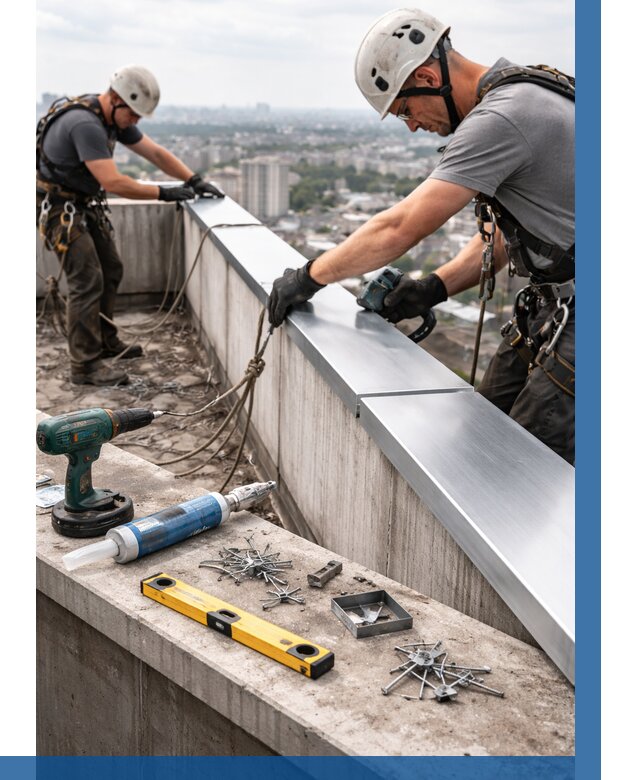 Монтаж парапетных крышек в Златоусте от 825 р. | ВЫСОТНИК-Злт