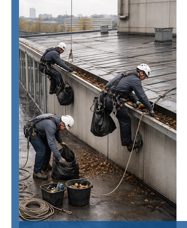 Очистка кровли по периметру в Златоусте силами промышленных альпинистов