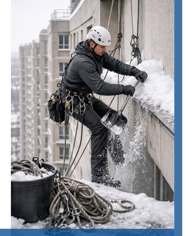 Очистка карнизов от снега в Златоусте от 309 р. | ВЫСОТНИК-Злт