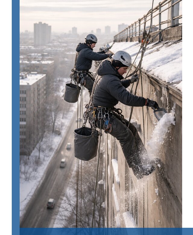 Очистка карнизов от снега в Златоусте профессионально и безопасно