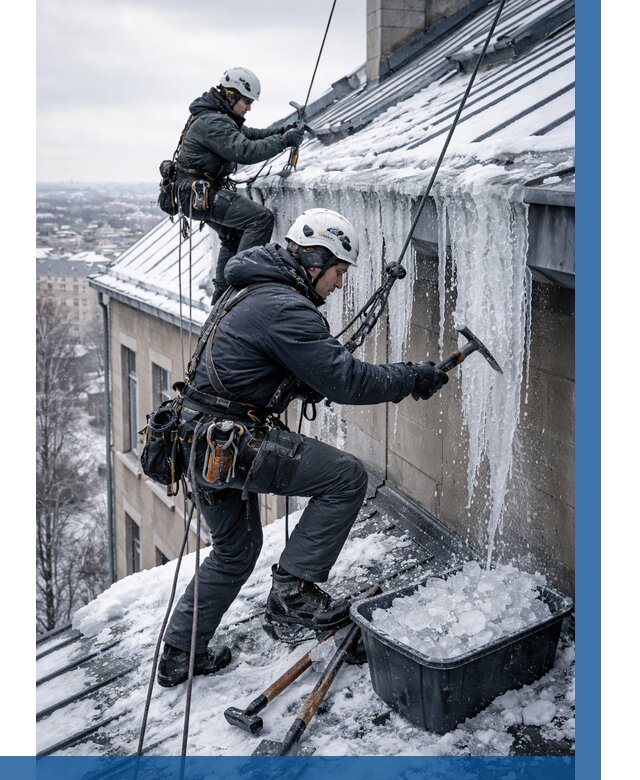 Удаление наледи с кровли в Златоусте от 5671 р. | ВЫСОТНИК-Злт