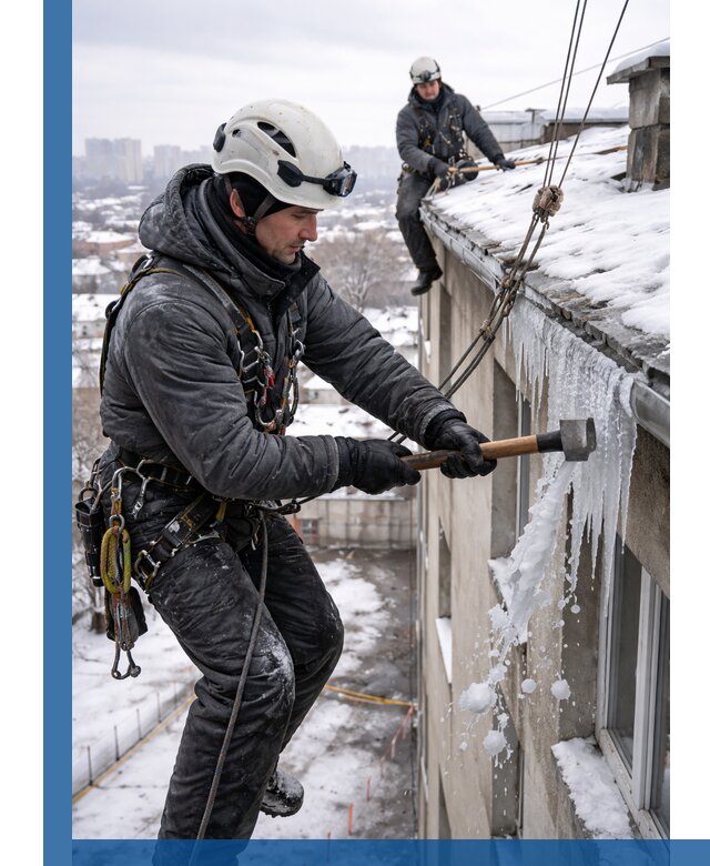 Сбивание и удаление сосулек с крыши в Златоусте безопасно