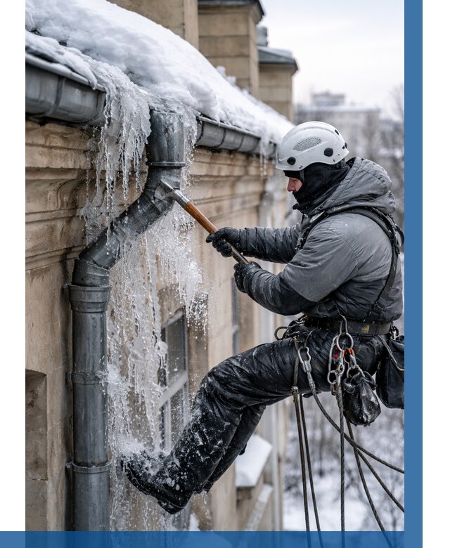 Очистка водостоков от льда в Златоусте от 3609 р. | ВЫСОТНИК-Злт