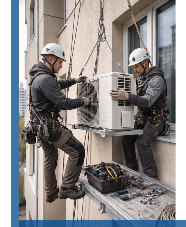 Перенос внешнего блока кондиционера в Златоусте с монтажом и крепежом