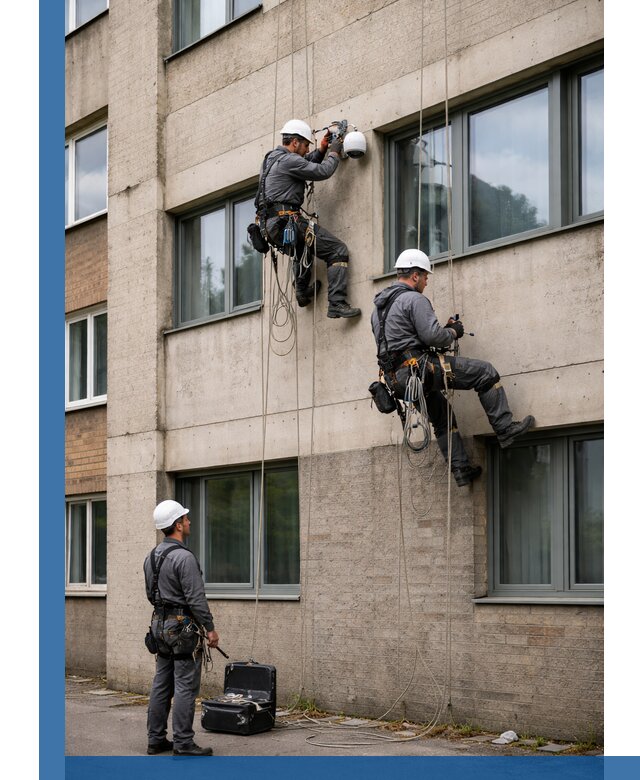 Монтаж фасадных камер видеонаблюдения в Златоусте под ключ