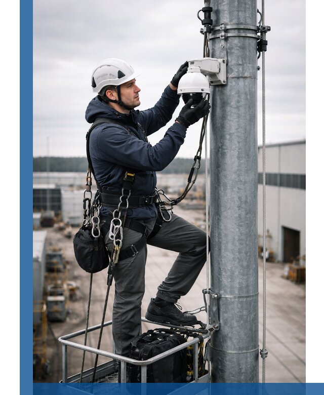 Профессиональная установка видеокамер на мачте в Златоусте