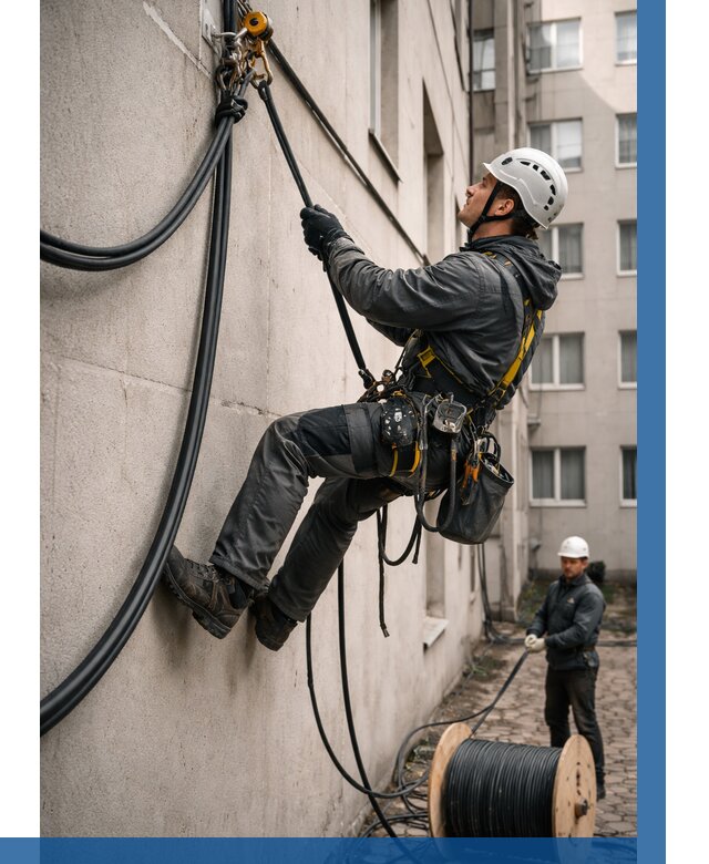 Протяжка кабеля питания на высоте в Златоусте от 464 р. | ВЫСОТНИК-Злт