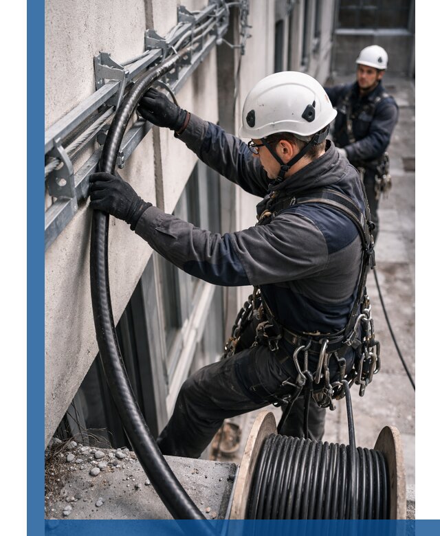 Протяжка кабеля питания на высоте в Златоусте с гарантией безопасности и качества