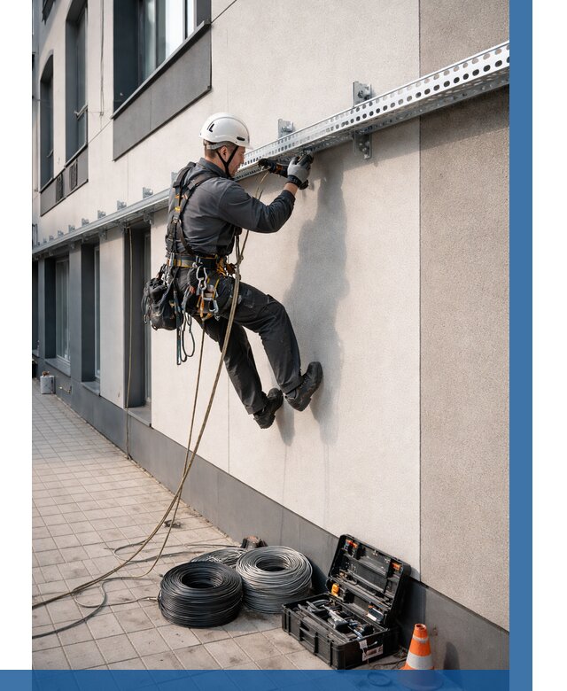 Монтаж кабельных лотков на фасаде в Златоусте от 1237 р. | ВЫСОТНИК-Злт