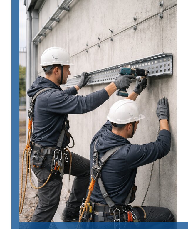 Монтаж кабельных лотков на фасаде зданий в Златоусте с гарантией