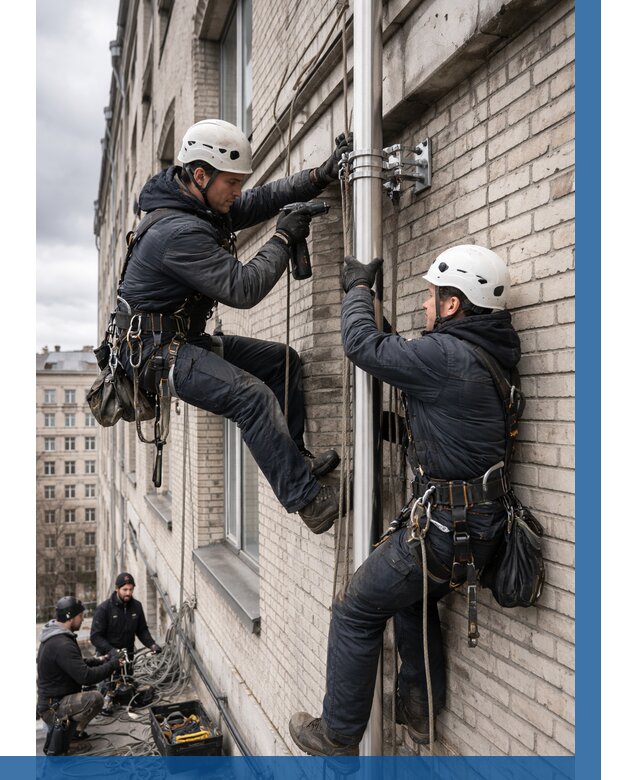 Монтаж флагштока на здании в Златоусте от 6702 р. | ВЫСОТНИК-Злт