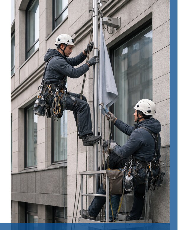 Установка флагов на фасаде в Златоусте от 4640 р. | ВЫСОТНИК-Злт