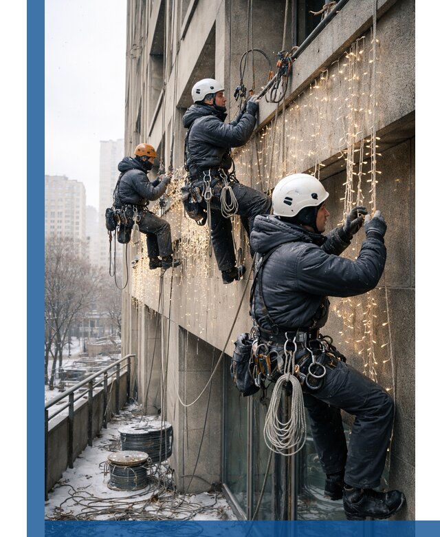 Монтаж новогодней иллюминации и украшение фасадов в Златоусте