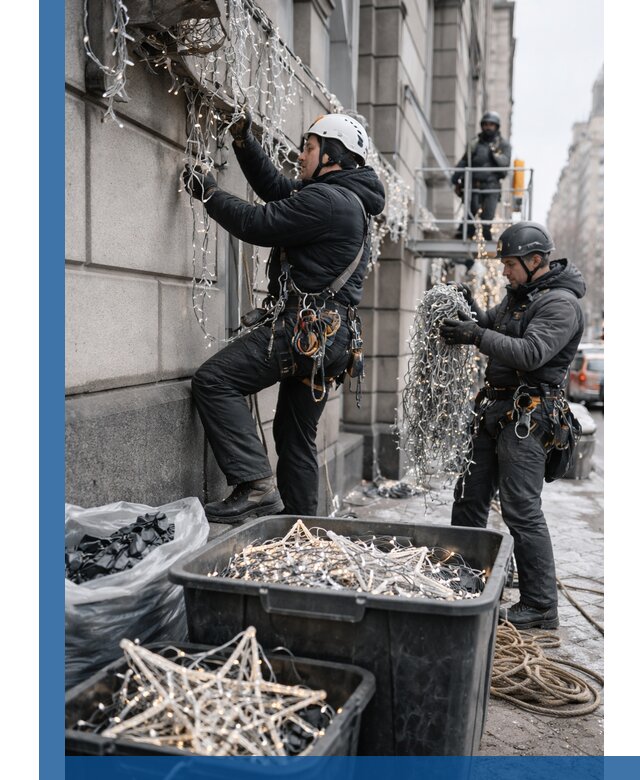 Демонтаж новогоднего оформления и гирлянд в Златоусте