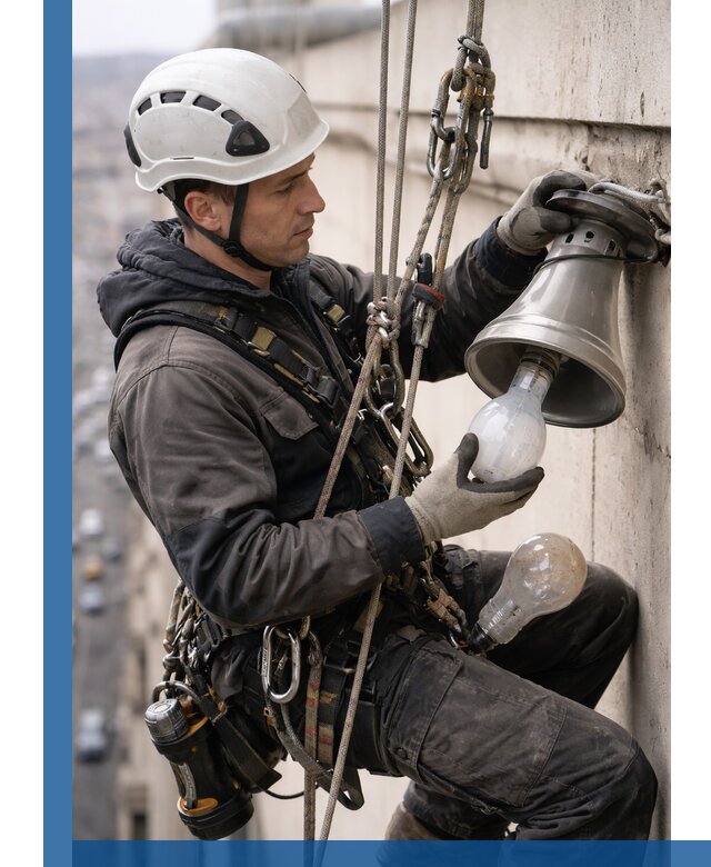 Замена ламп на высоте в Златоусте профессионально и быстро