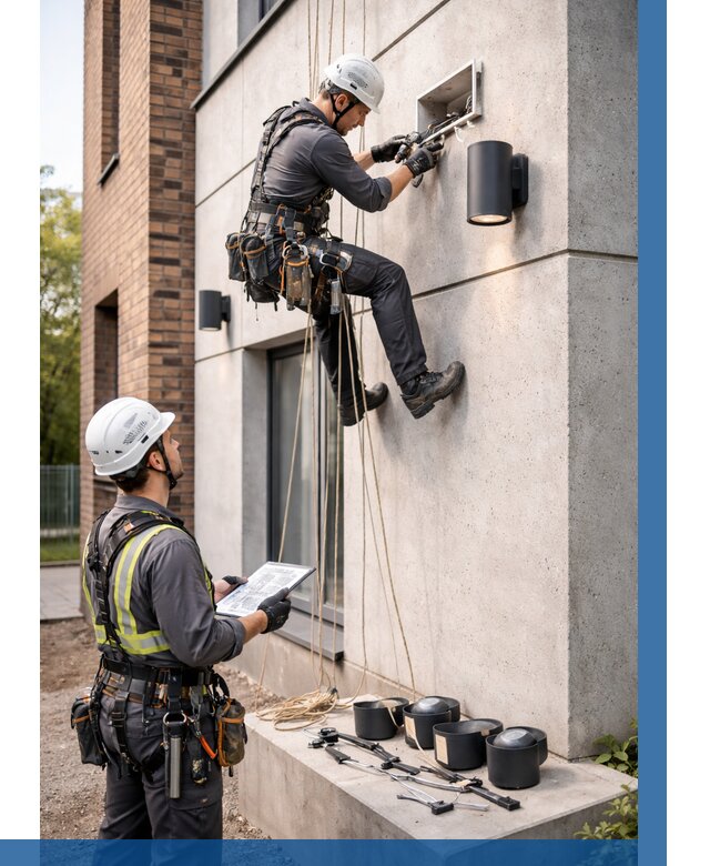 Монтаж фасадного освещения в Златоусте от 2578 р. | ВЫСОТНИК-Злт