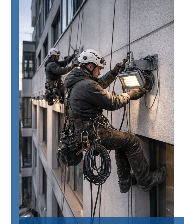 Монтаж фасадного освещения в Златоусте установка и подключение