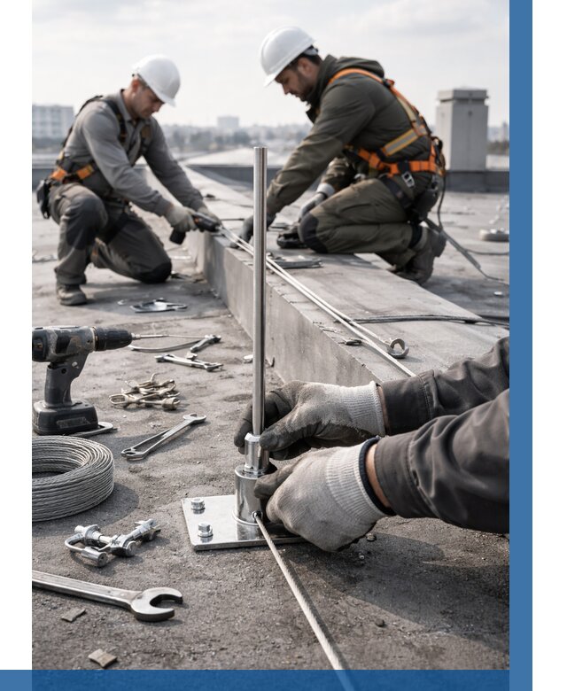 Монтаж молниезащиты на кровле в Златоусте цена от 25775 р. | ВЫСОТНИК-Злт