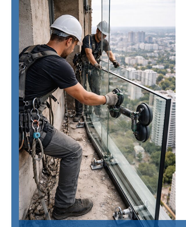 Монтаж стеклянных ограждений под ключ с гарантией в Златоусте