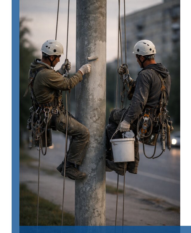 Покраска опор освещения и антикоррозийная защита в Златоусте