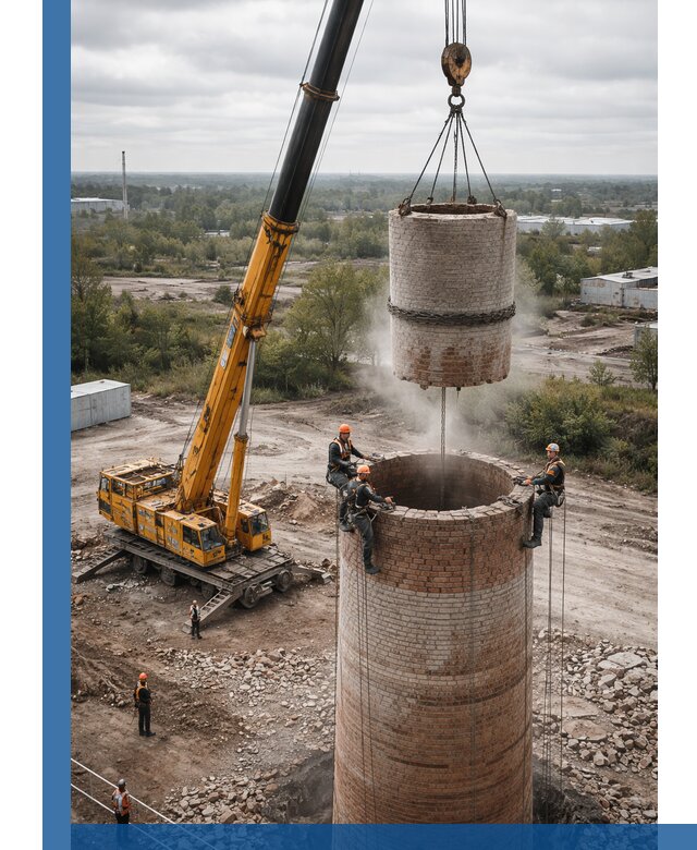 Демонтаж дымовой трубы в Златоусте с гарантиями безопасности