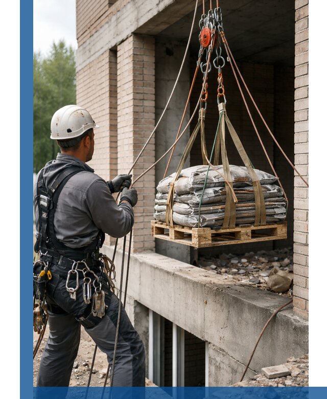 Подъем материалов на этаж веревками в Златоусте оперативно