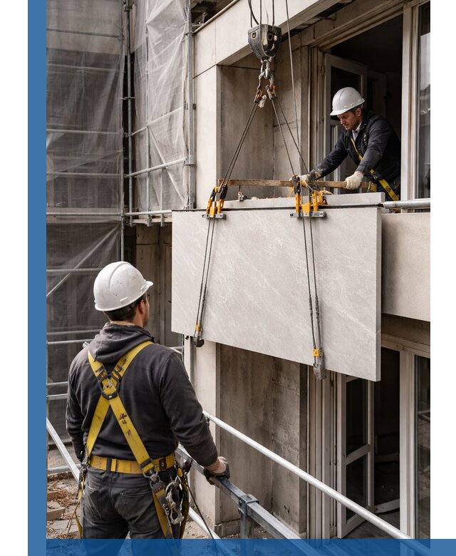 Подъем керамогранита на этаж в Златоусте грузчиками и техникой