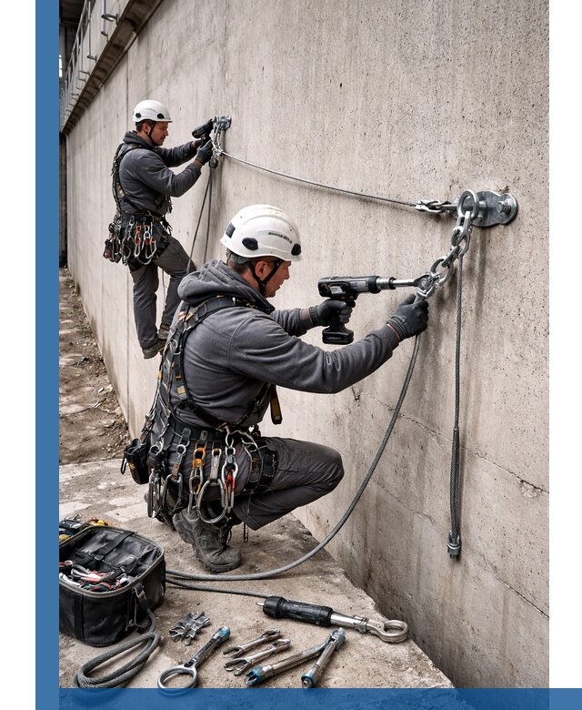 Монтаж анкерных линий высотной безопасности в Златоусте