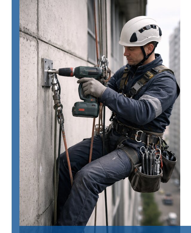 Установка анкерных точек для высотных работ в Златоусте